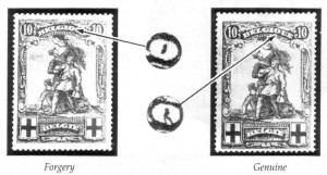 Stamp forgeries comparison